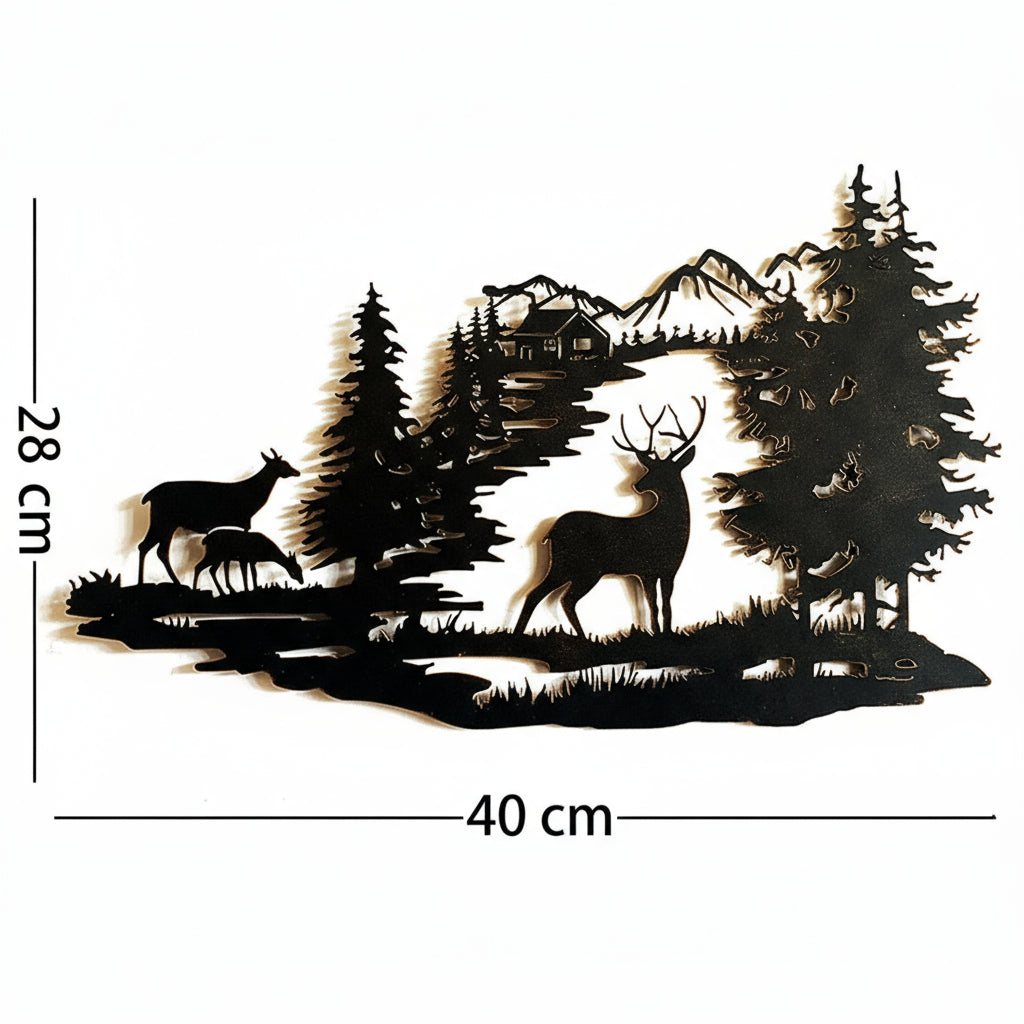 Wall Art Deer Scene in the Forest: Escape and Wild Nature