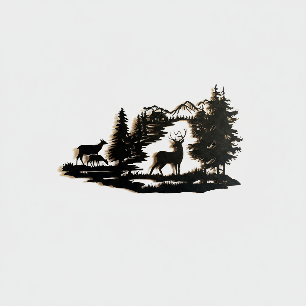 Wall Art Deer Scene in the Forest: Escape and Wild Nature