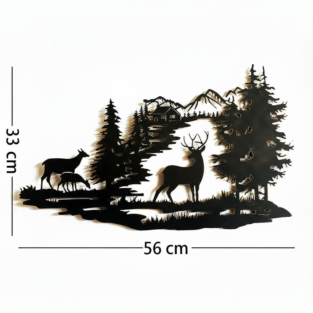 Wall Art Deer Scene in the Forest: Escape and Wild Nature