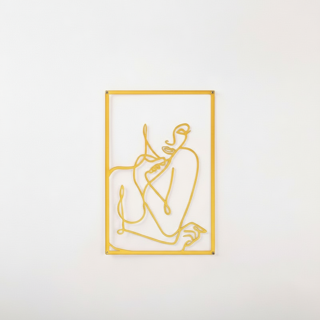 Wall Decor: Feminine Contemplation, Line Art, Minimalist Thinker