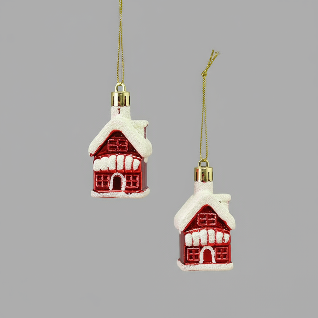 Snowy Country House Hanging Decoration Set of 2 Pieces