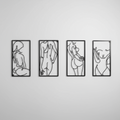 Quadriptyque Décoratif Silhouettes et Courbes Line Art Féminin Métal
