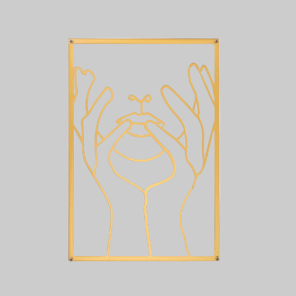 Minimalist Line Art Floral Protection Wall Decoration in Metal