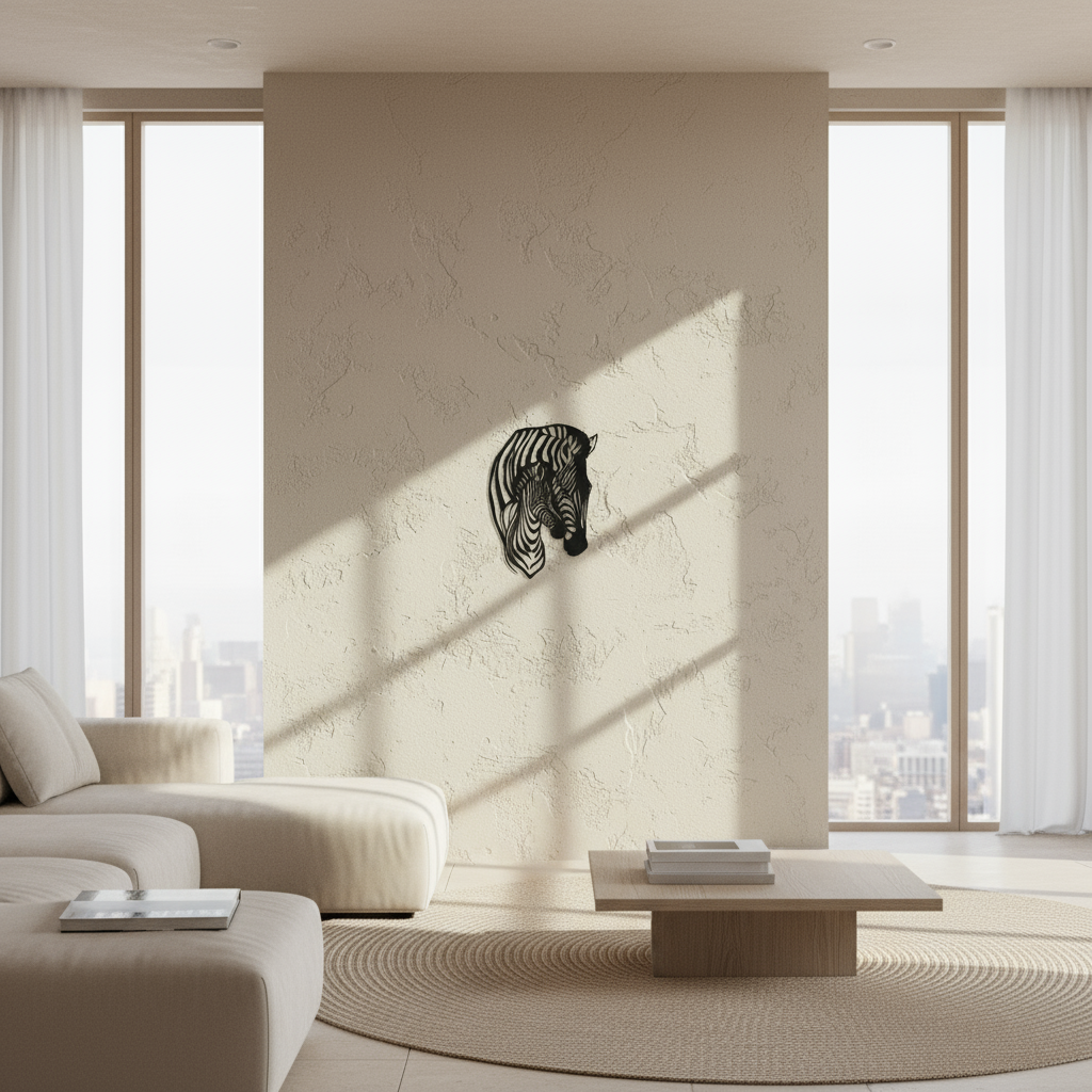 Zebra Print Love Wall Art Mother and Child Metal Wall Decor