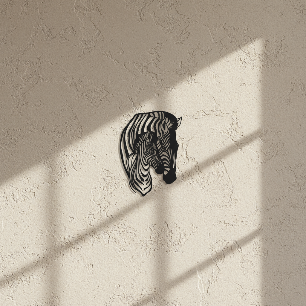 Zebra Print Love Wall Art Mother and Child Metal Wall Decor