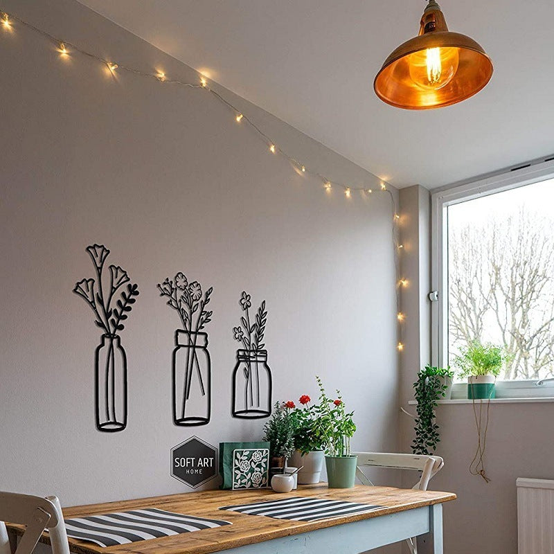 Ensemble Décoration Murale Triptyque Floral Minimaliste