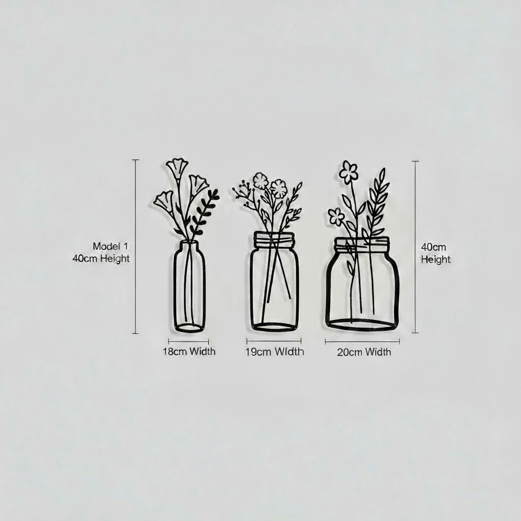 Ensemble Décoration Murale Triptyque Floral Minimaliste