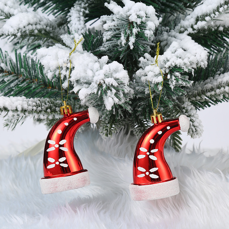 Hanging Decorations Glittering Santa Hat Set of 2 Pieces