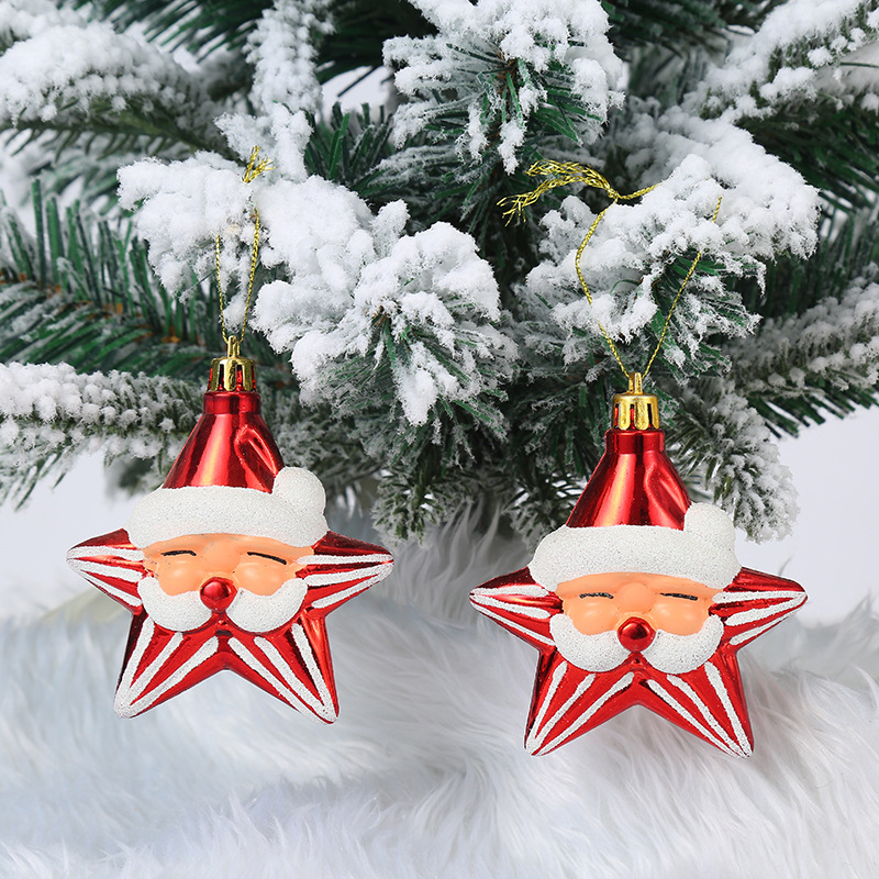 Christmas Decoration Combination Star Santa Claus Set of 2 Hanging Ornaments