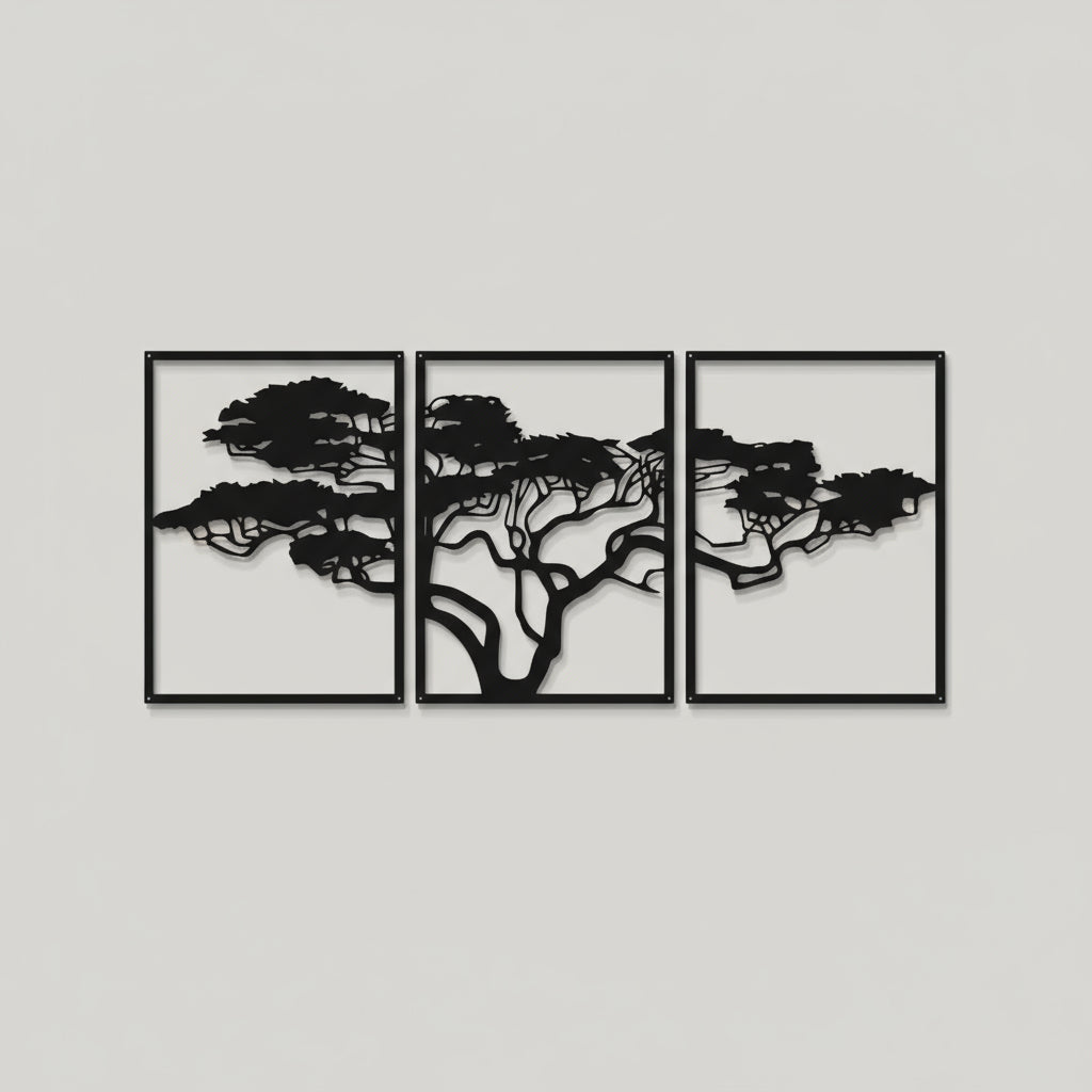 Savannah Tree Triptych Wall Decoration