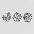 Tríptico floral hexagonal para decoración de pared
