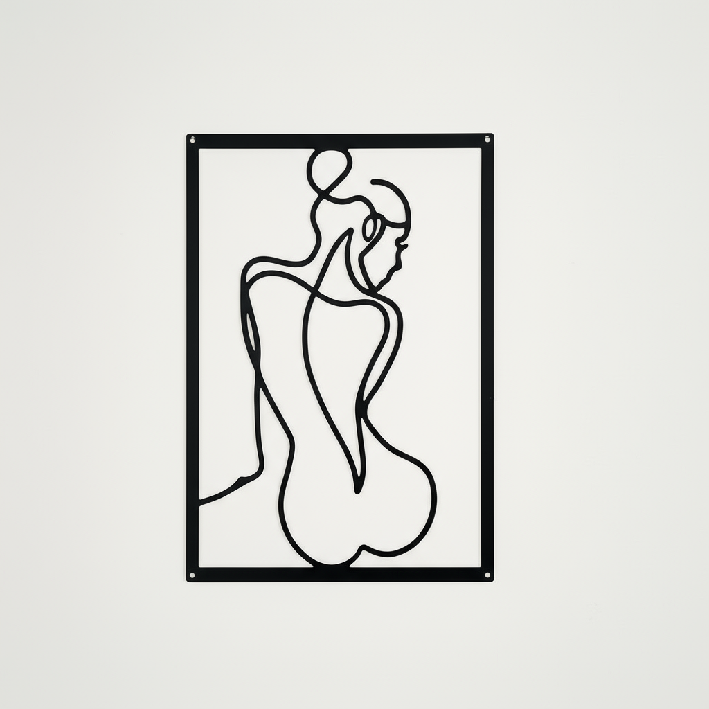 Nude Female Seated Wall Art - Clean and Sensual Line Art