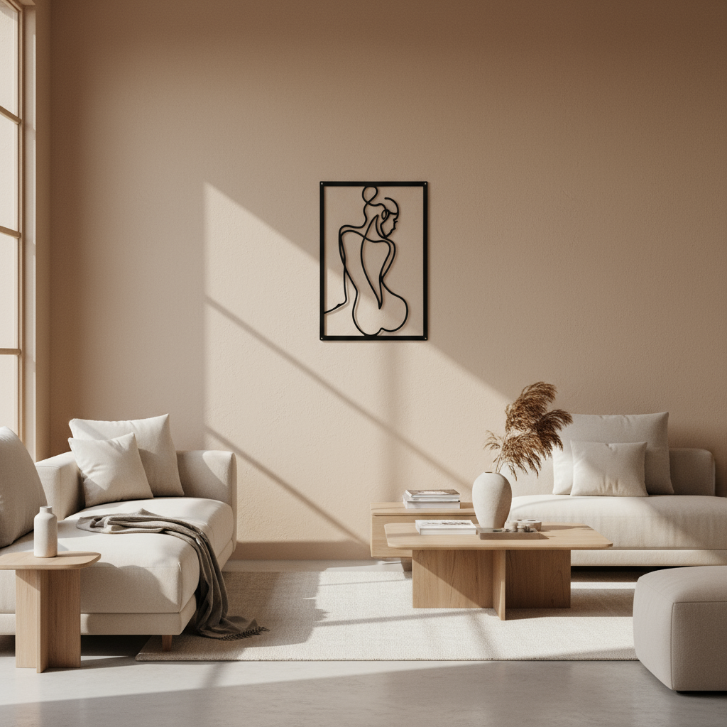 Nude Female Seated Wall Art - Clean and Sensual Line Art