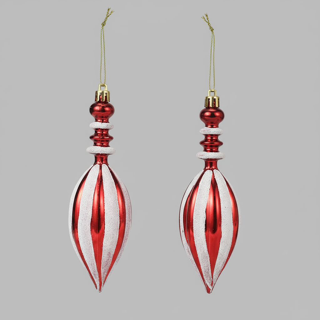 Striped Baroque Droplet Hanging Decoration Set of 2 Pieces