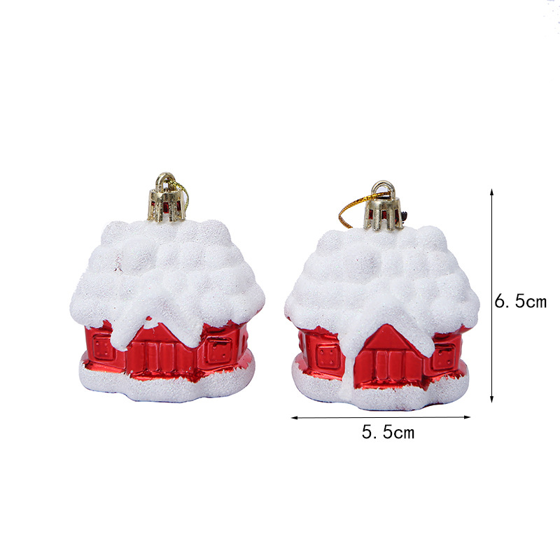 Traditional Christmas Decoration Little House Under the Snow Set of 2 Hanging Ornaments