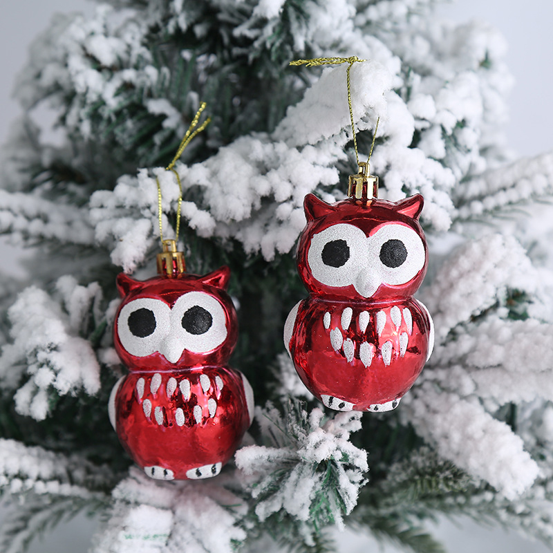 Glittering Night Owl Hanging Decoration Set of 2 Pieces