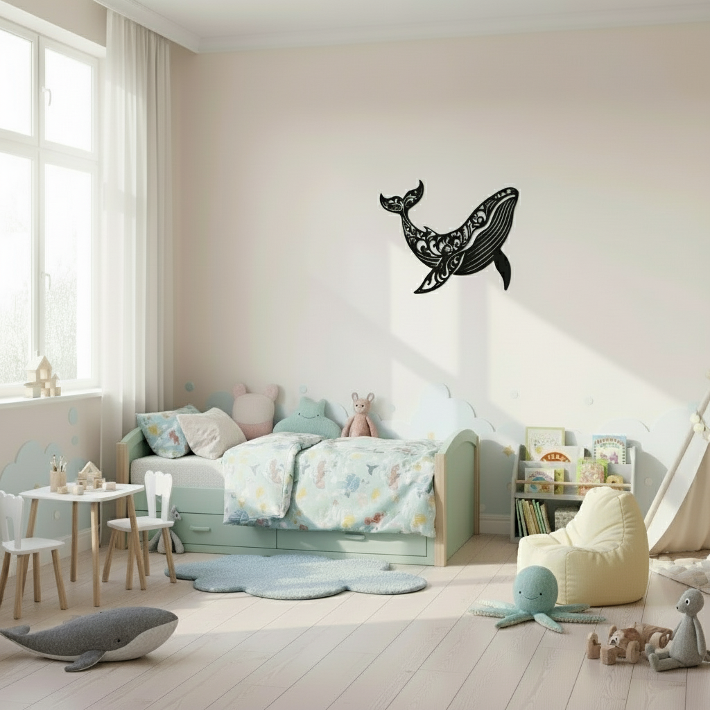 Whale wall decoration, ocean elegance