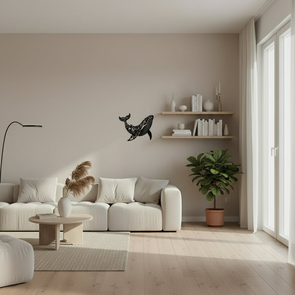 Whale wall decoration, ocean elegance