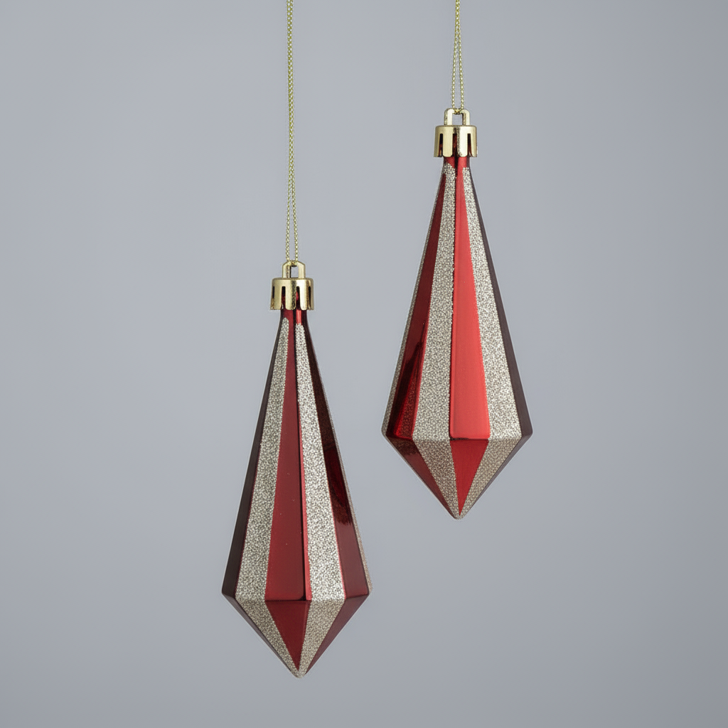 Hanging Diamond Drop Decoration Set of 2 Geometric Pieces