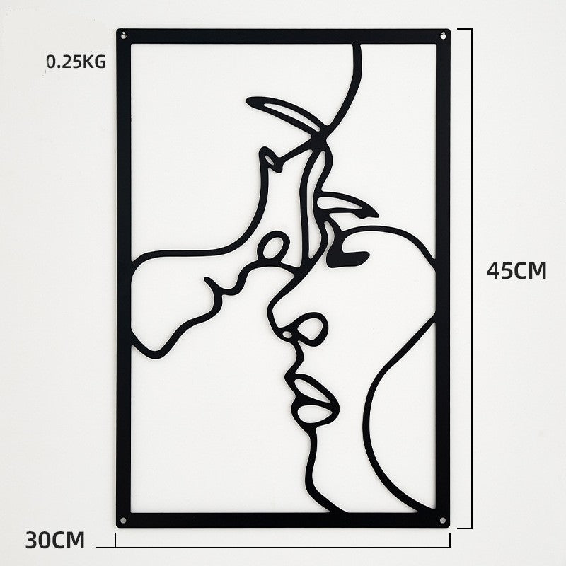 Wall Decoration The Kiss Line Art Romantic and Passionate