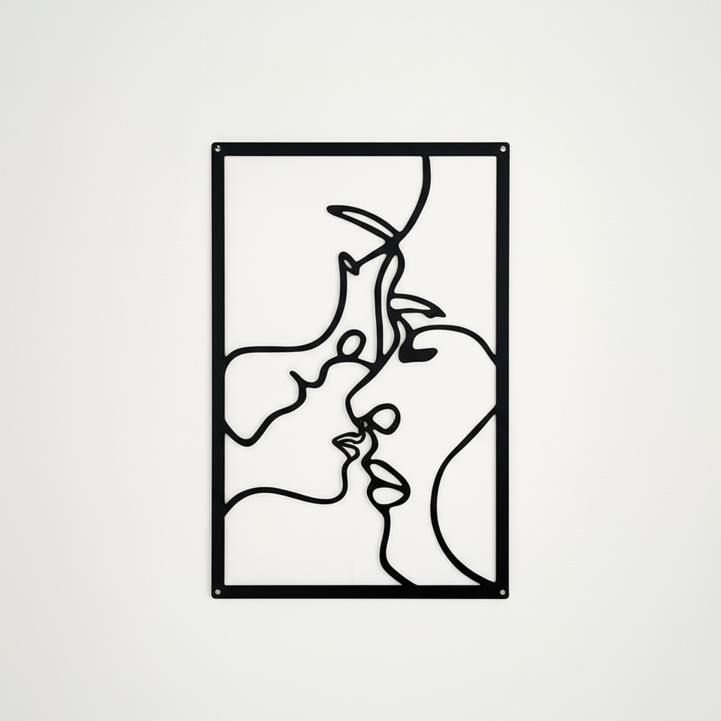 Wall Decoration The Kiss Line Art Romantic and Passionate