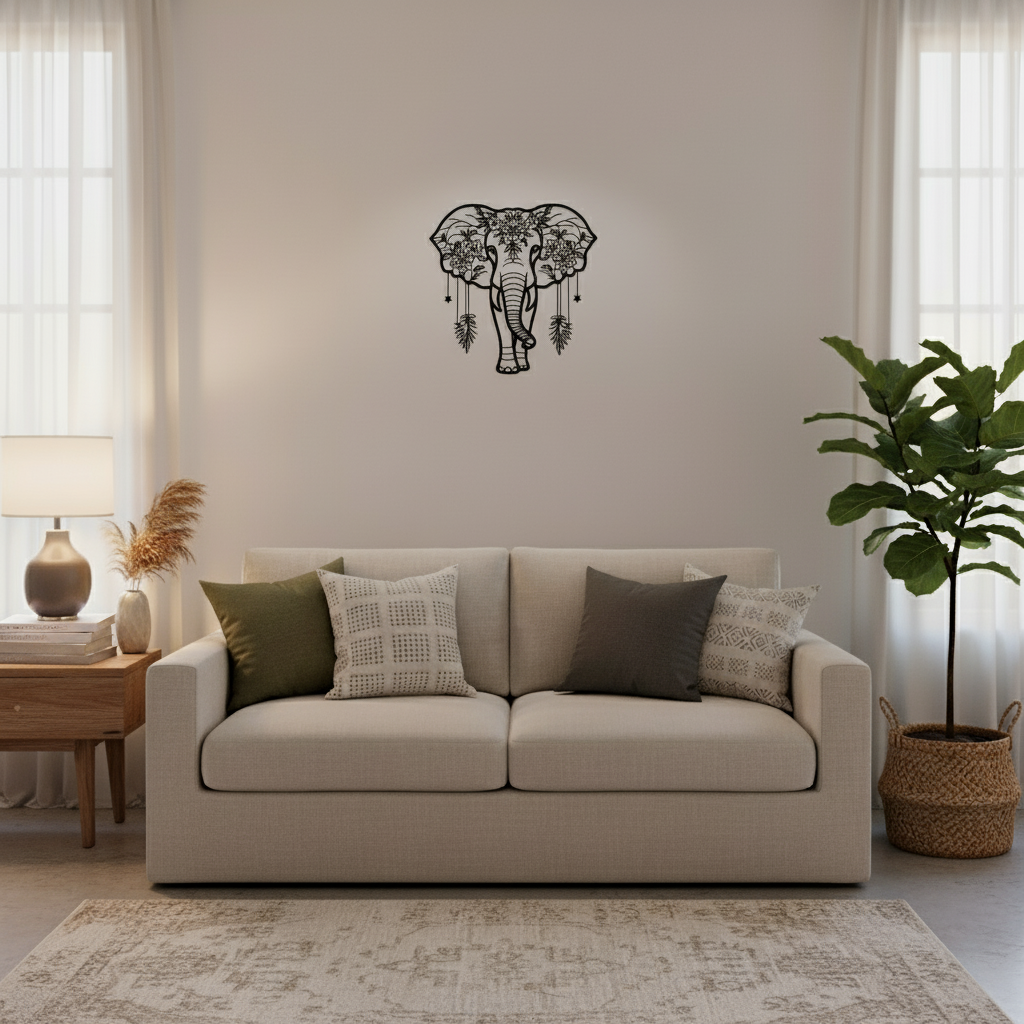 Elephant Wall Decoration and Flower Garland