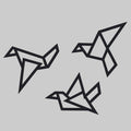 Trío de pájaros de origami para decoración de pared