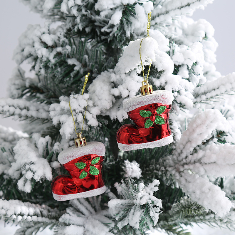 Festive Christmas Decoration Santa Boots Set of 2 Hanging Ornaments