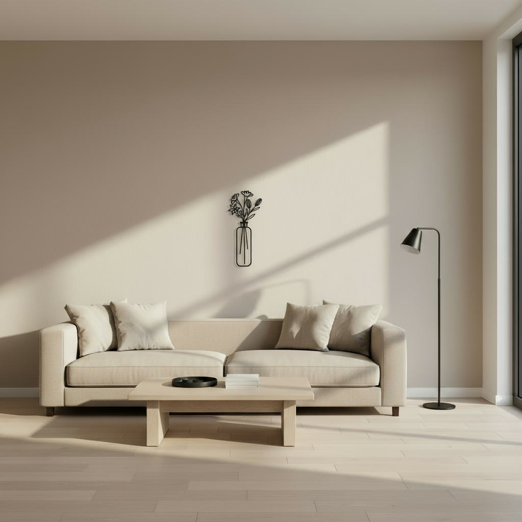 Décoration Murale Bouquet Minimaliste dans Vase Lignes Botaniques