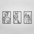 Triptyque Décoratif Grâce et Mystère Féminin Line Art Minimaliste Métal