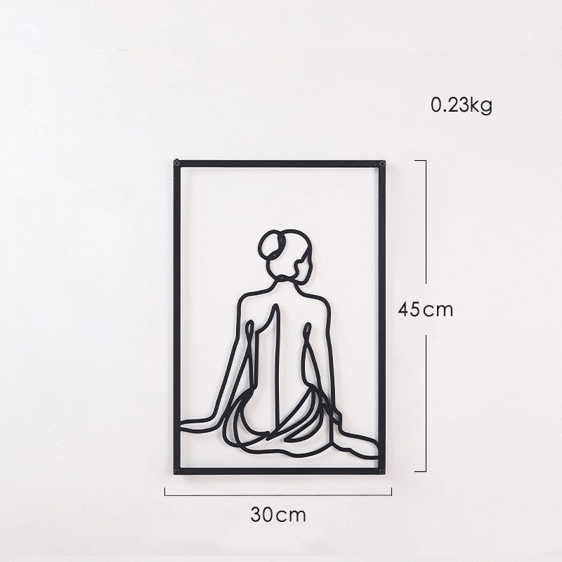 Nude Female Wall Art, Sitting with Her Back to Us - Calm and Meditative Line Art