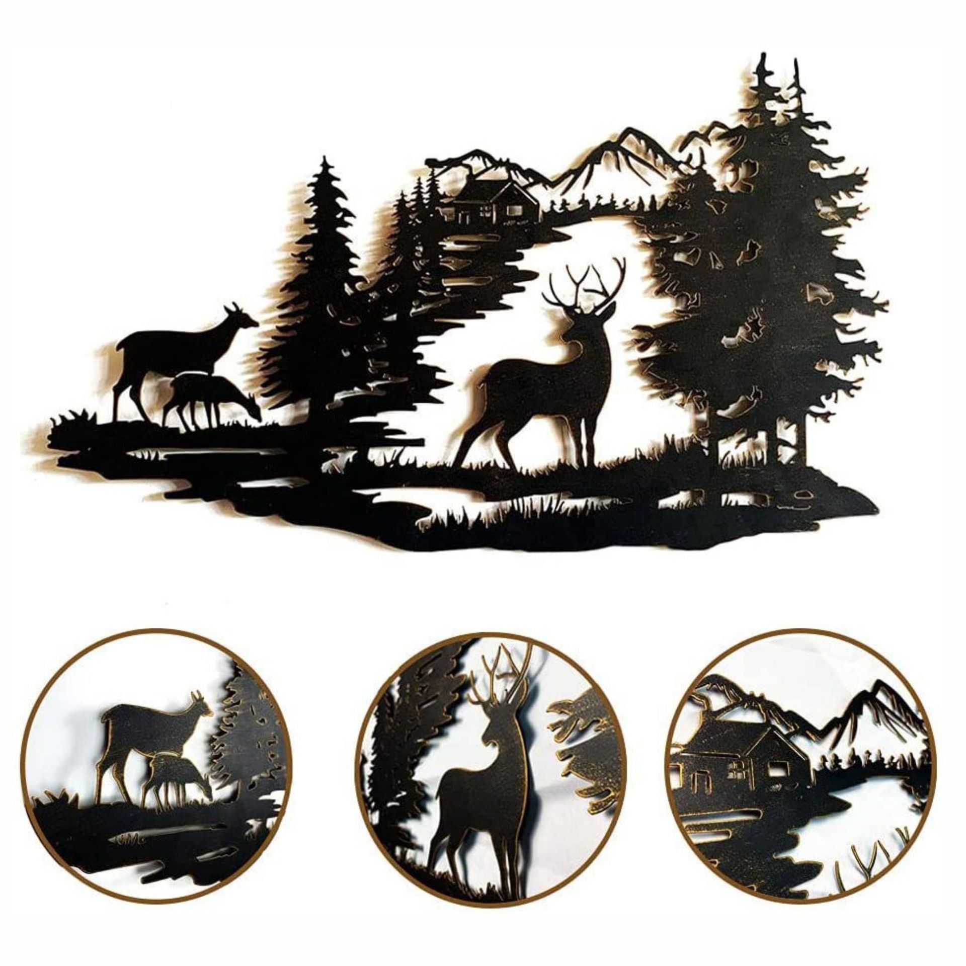 Wall Art Deer Scene in the Forest: Escape and Wild Nature