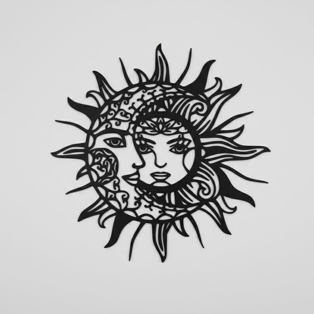 Intertwined Sun and Moon Wall Decoration: Celestial and Mystical Balance