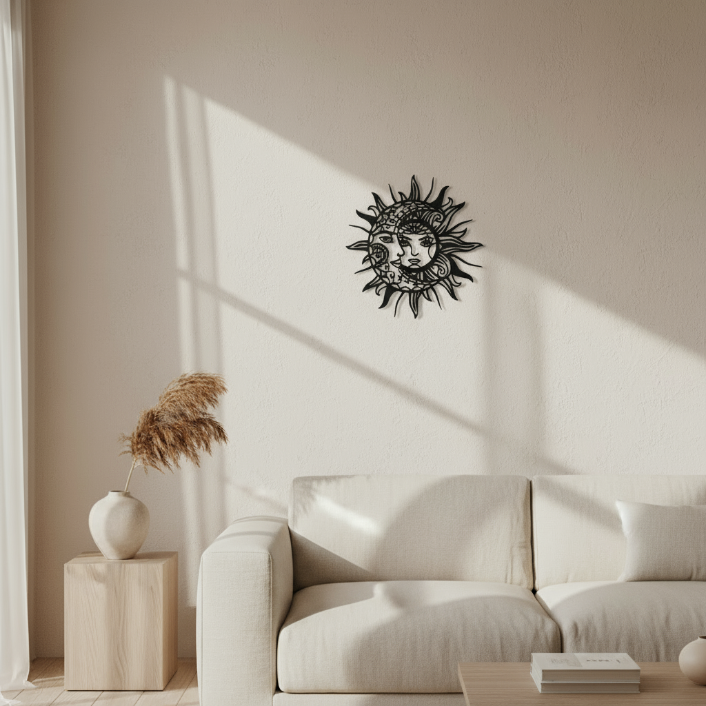 Intertwined Sun and Moon Wall Decoration: Celestial and Mystical Balance