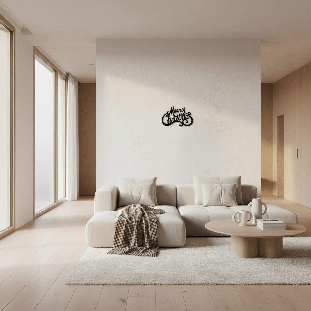 Merry Christmas Script Festive Metal Wall Decoration