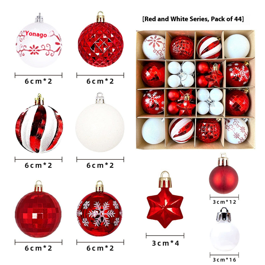 27-Piece Classic Pop Christmas Bauble Set, Red and White