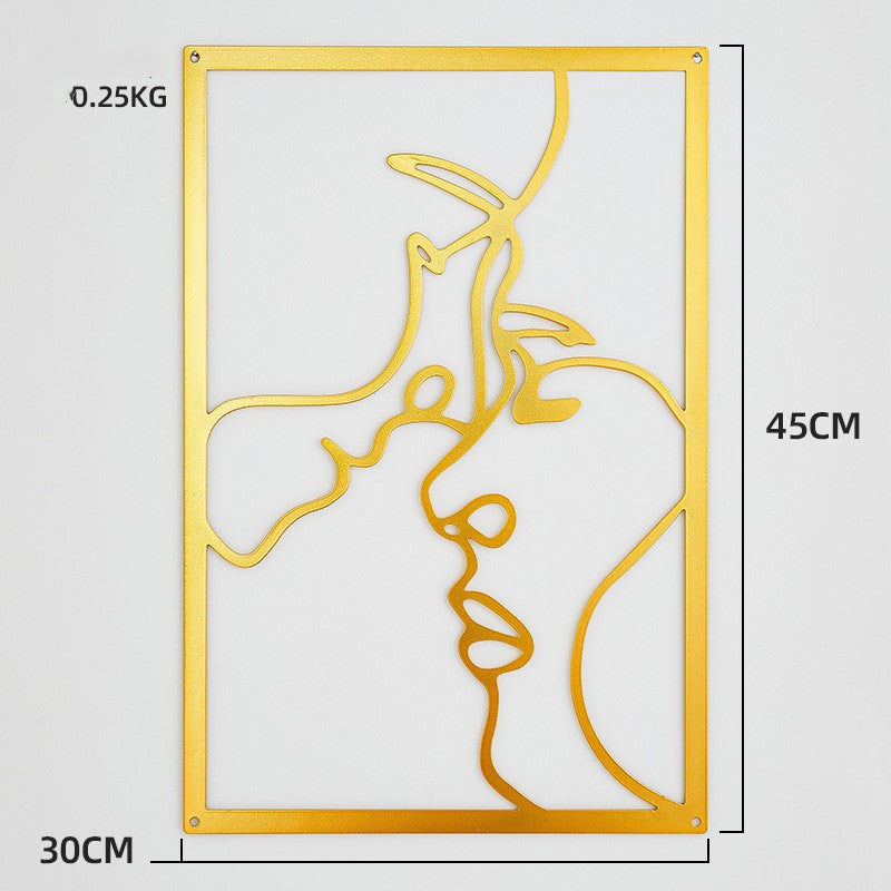 Wall Decoration The Kiss Line Art Romantic and Passionate