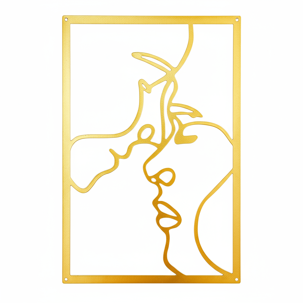 Wall Decoration The Kiss Line Art Romantic and Passionate