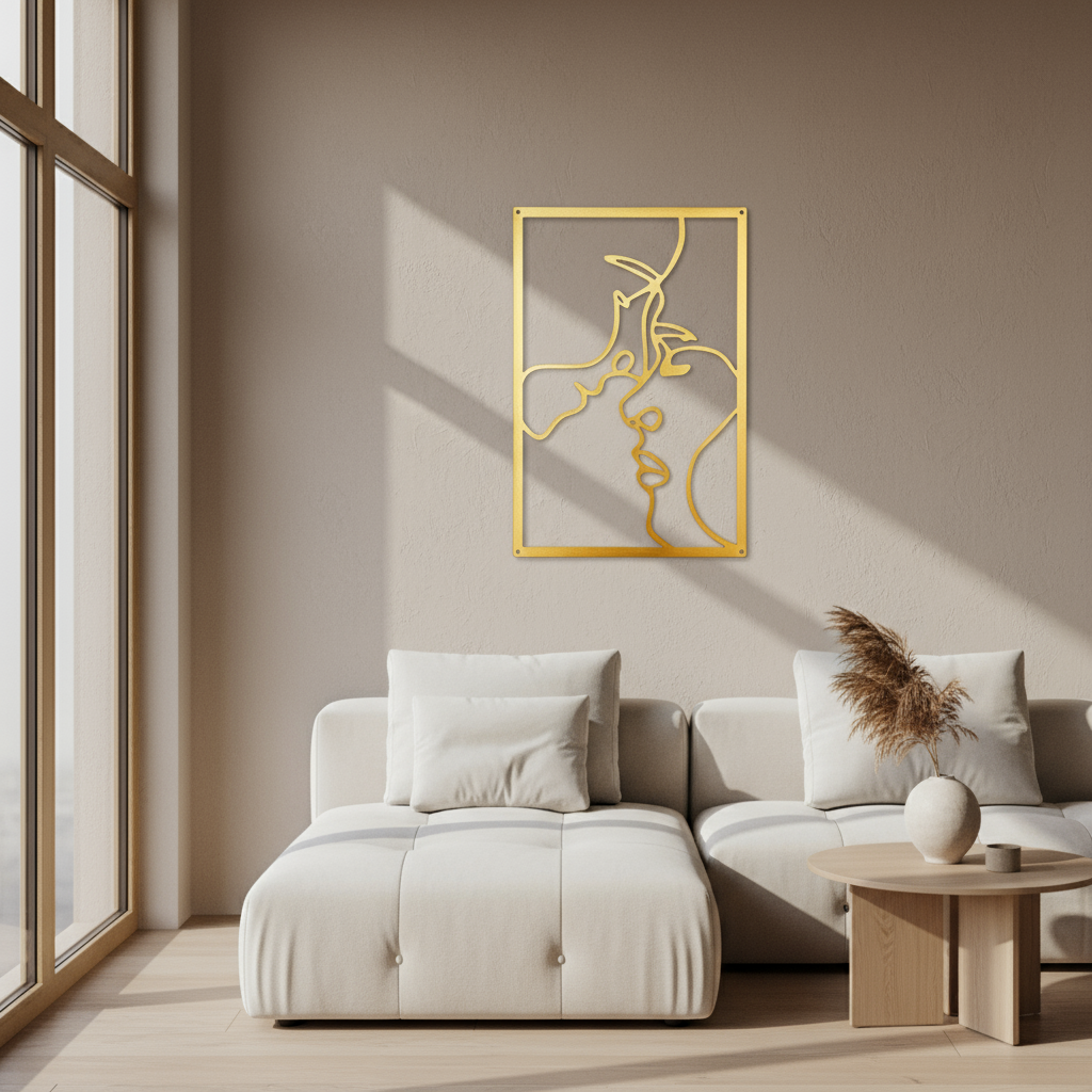 Wall Decoration The Kiss Line Art Romantic and Passionate