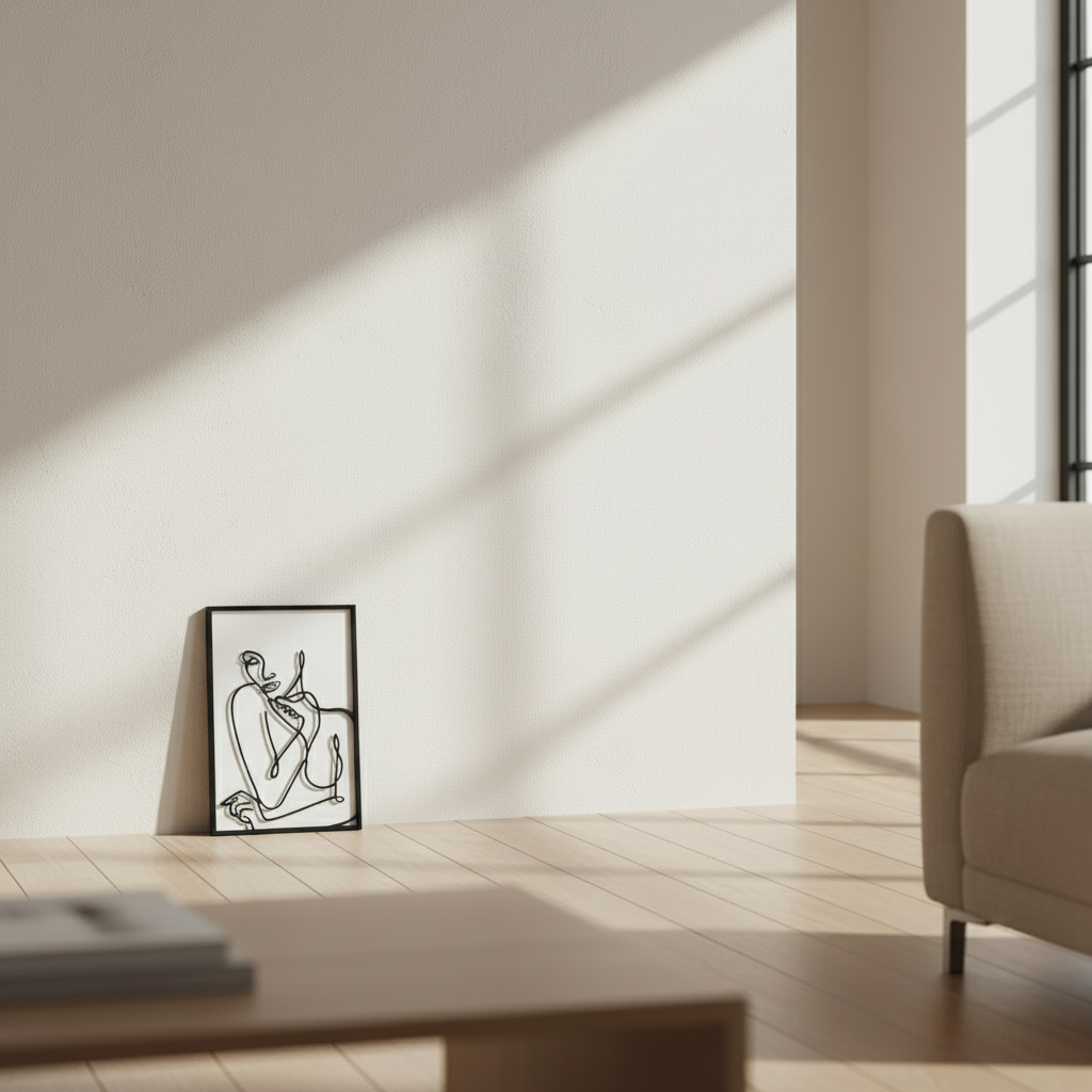 Décoration Murale Contemplation Féminine Line Art Penseur Minimaliste