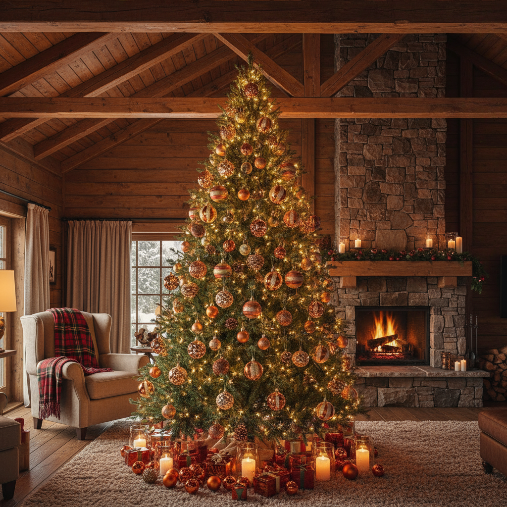 Warm &amp; Festive 16-Piece Christmas Bauble Set in Bright Orange, Copper and Gold