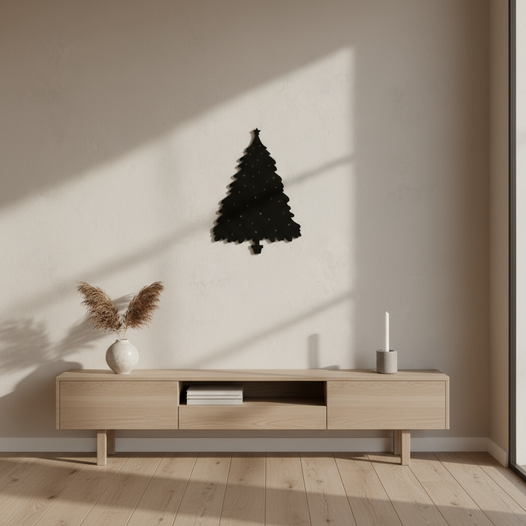 Sparkling Christmas Tree Silhouette Metal Wall Decoration
