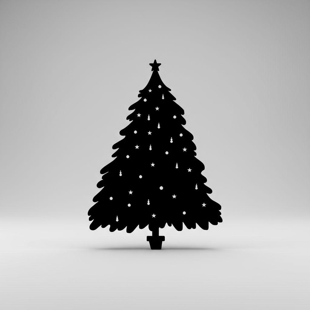 Sparkling Christmas Tree Silhouette Metal Wall Decoration