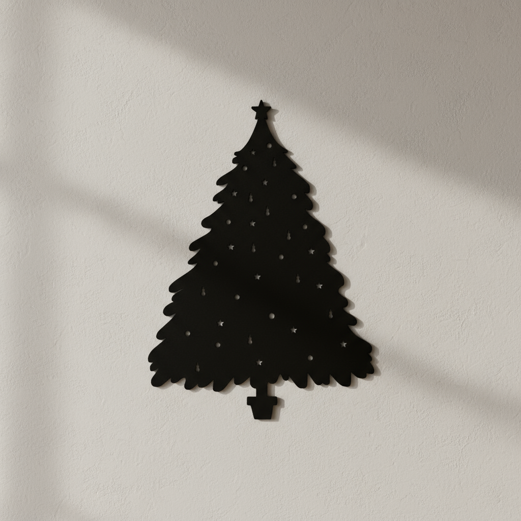 Sparkling Christmas Tree Silhouette Metal Wall Decoration