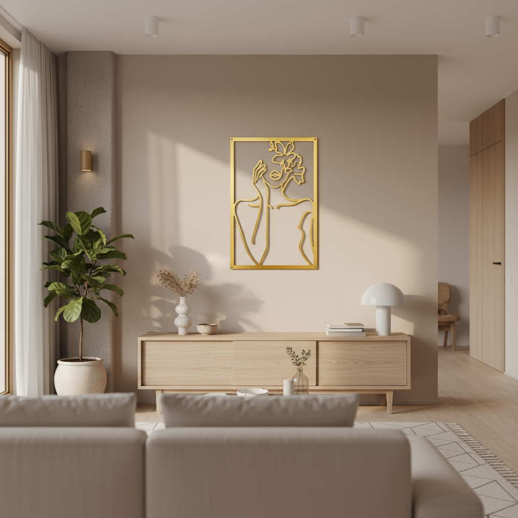 Ephemeral Botanical Line Art Floral and Feminine Wall Decoration