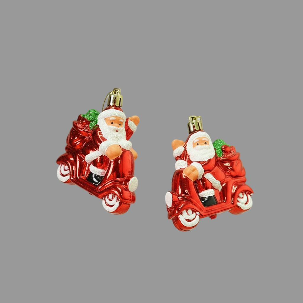 Hanging Santa Claus Scooter Express Decoration, 2-Piece Set