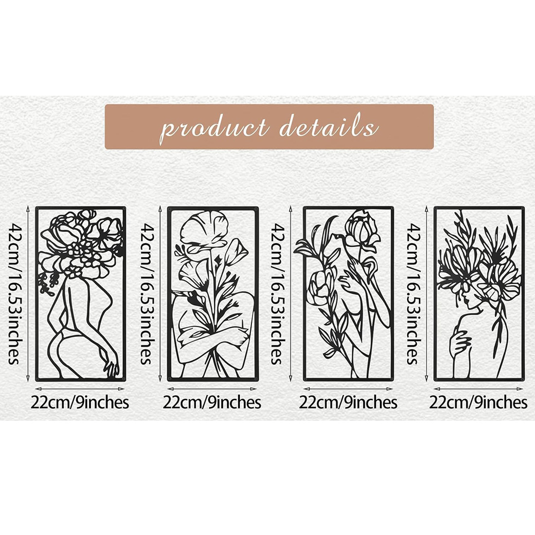 Wall Decoration Bouquet of Eternal Roses Line Art Floral Metal