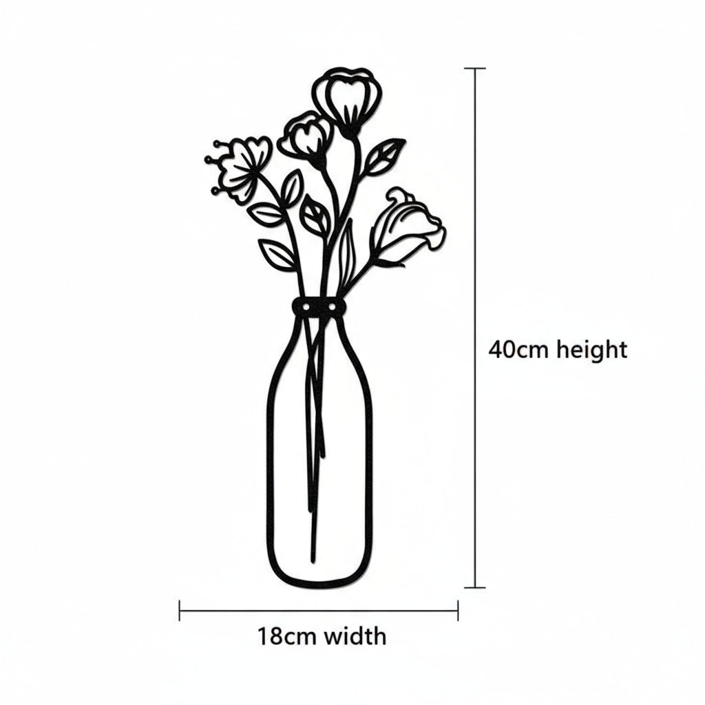 Wall Decoration: Bouquet of Wildflowers in a Bottle - Clean and Poetic Line