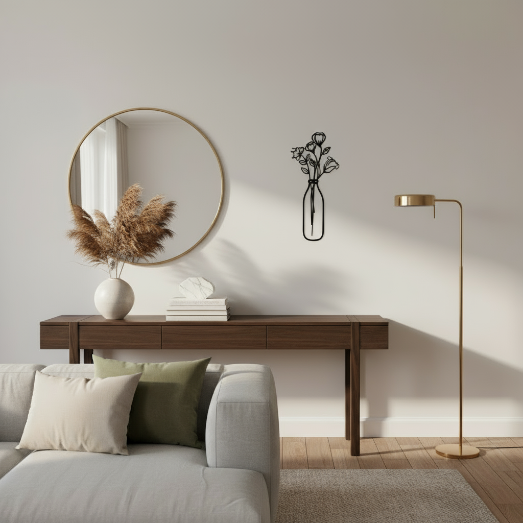 Wall Decoration: Bouquet of Wildflowers in a Bottle - Clean and Poetic Line