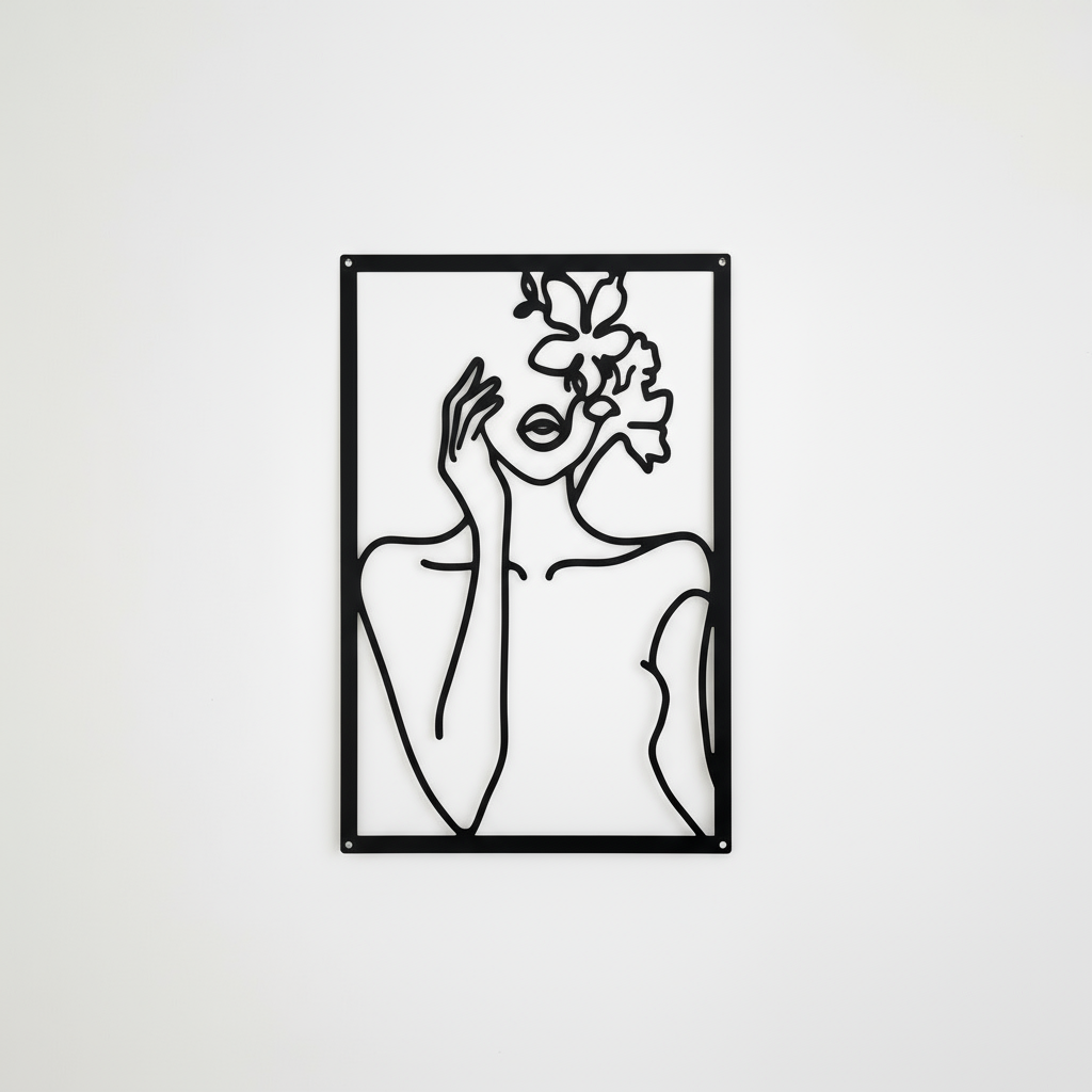 Ephemeral Botanical Line Art Floral and Feminine Wall Decoration